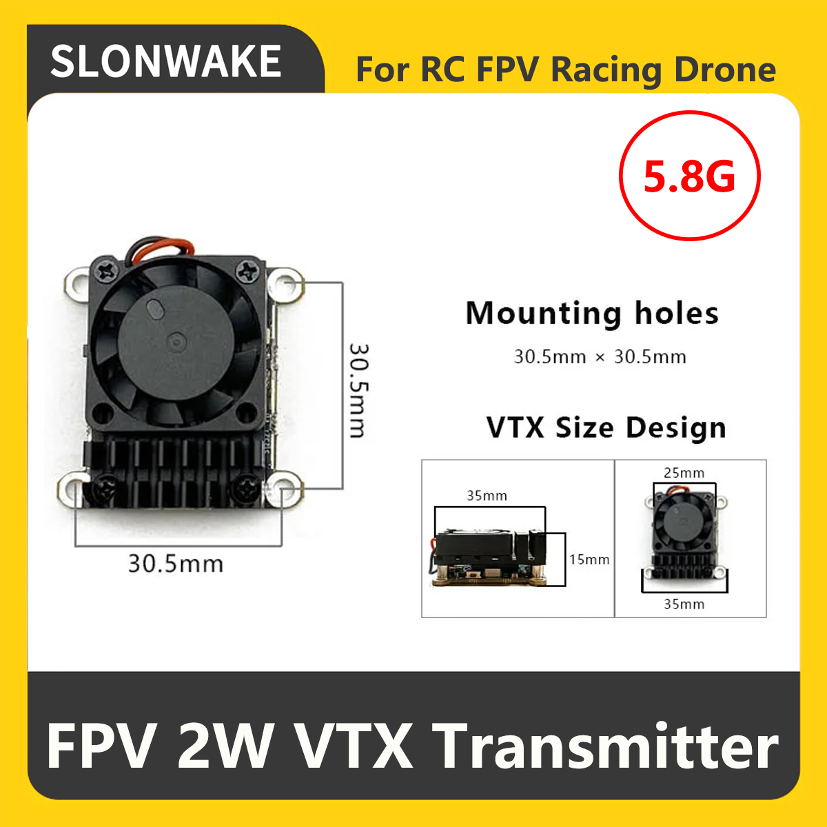 Transmisor FPV VTX SLONWAKE 5. - Fpv Camera reseña y precio